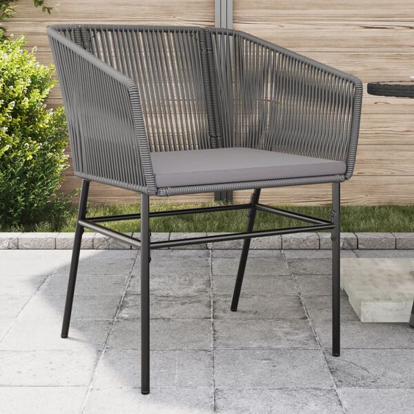 vidaXL Chaises de jardin lot de 2 avec coussins gris r&eacute;sine tress&eacute;e