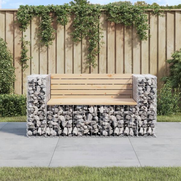 vidaXL Banc de jardin design gabion 143x71x65,5 cm bois massif de pin
