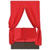 vidaXL Chaise longue double avec toit et rideaux marron résine tressée