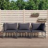 vidaXL Salon de jardin 3 pcs avec coussins anthracite r&eacute;sine tress&eacute;e