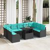 vidaXL Ensemble de canap&eacute; de jardin 10 pcs Noir Poly Rattan