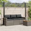 vidaXL Canap&eacute; de jardin avec coussins 3 places gris r&eacute;sine tress&eacute;e