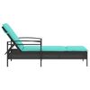 vidaXL Chaise longue avec coussin Noir 63 x 200 x 81 cm Résine tressée (États-Unis uniquement)
