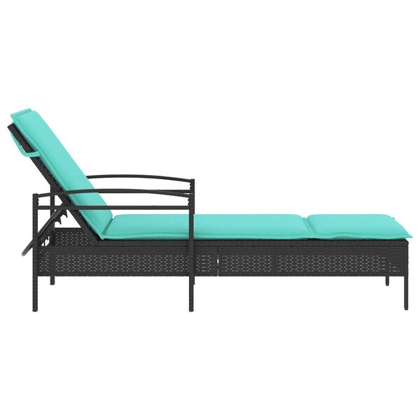 vidaXL Chaise longue avec coussin Noir 63 x 200 x 81 cm Résine tressée (États-Unis uniquement)
