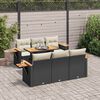 vidaXL Salon de jardin avec coussins 7 pcs noir r&eacute;sine tress&eacute;e acacia