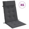 vidaXL Coussins de chaise &agrave; dossier haut lot de 6 anthracite