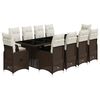 vidaXL Ensemble de bistro de jardin 11 pcs coussins marron poly rotin