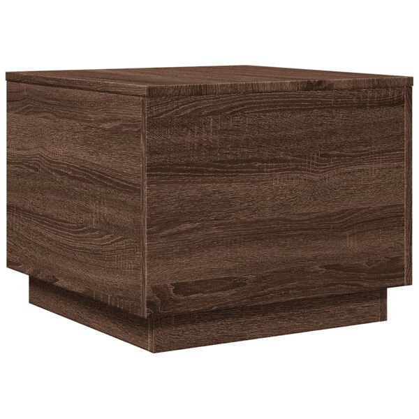 vidaXL Table basse avec lumi&egrave;res LED ch&ecirc;ne marron 50x50x40 cm