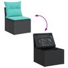 vidaXL Chaise de jardin sans accoudoirs avec coussins noir poly rotin