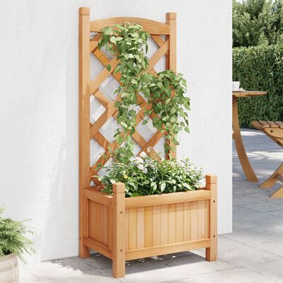 vidaXL Jardinière avec treillis marron bois massif de sapin