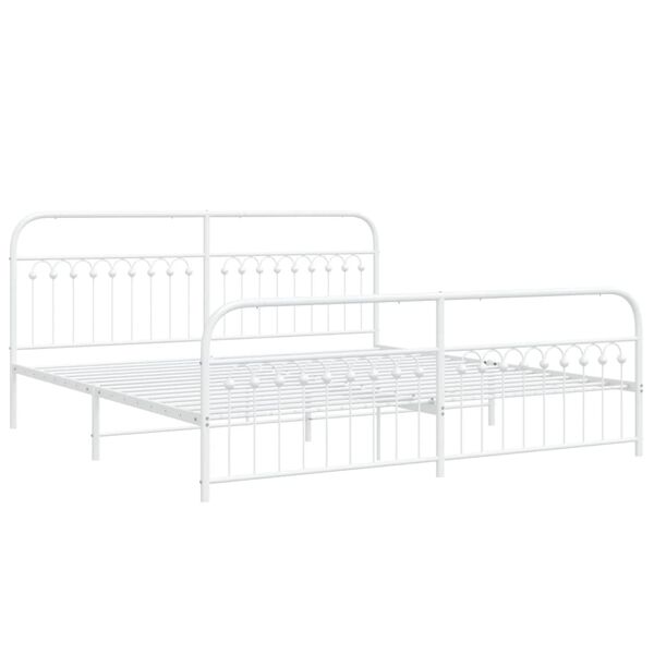 vidaXL Cadre de lit m&eacute;tal sans matelas et pied de lit blanc 193x203 cm