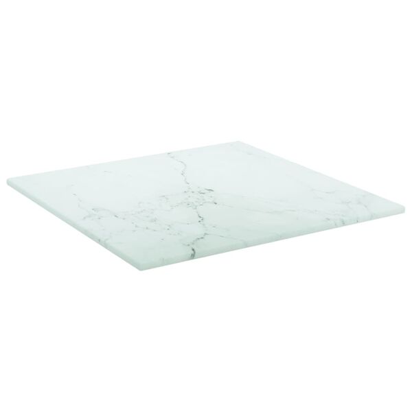 vidaXL Dessus de table blanc 30x30 cm 6 mm verre trempé design marbre