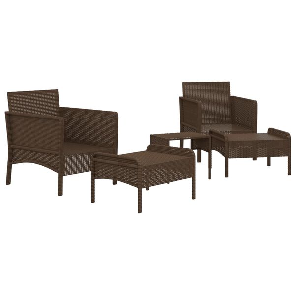 vidaXL Salon de jardin 5 pcs avec coussins Marron R&eacute;sine tress&eacute;e