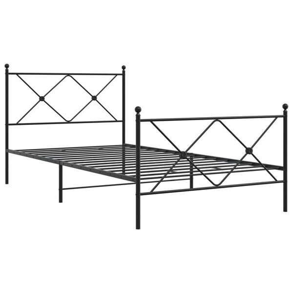 vidaXL Cadre de lit métal sans matelas et pied de lit noir 100x200 cm