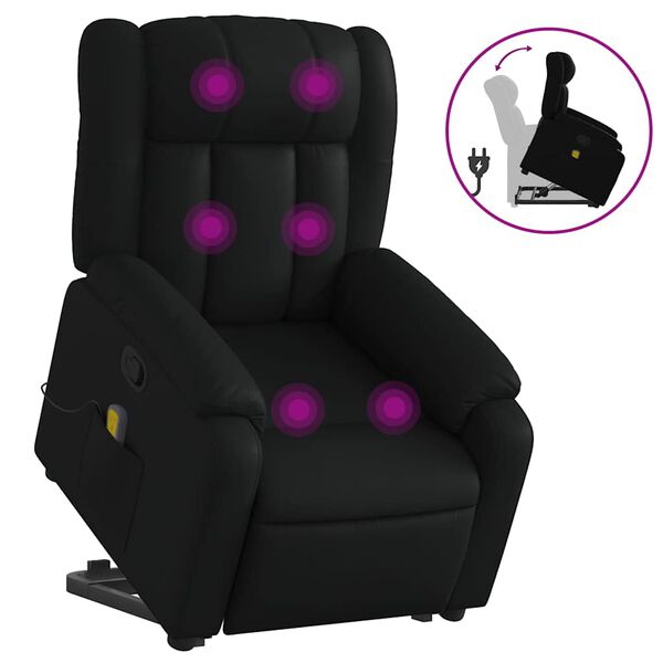 vidaXL Fauteuil inclinable de massage noir similicuir
