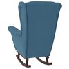 vidaXL Fauteuil à bascule à oreilles en velours bleu bois massif