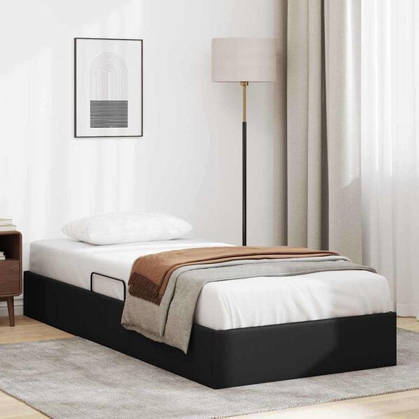 vidaXL Lit de Rangement avec matelas Noir 100 x 190 cm Faux cuir