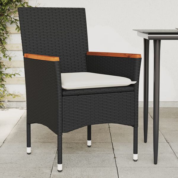 vidaXL Chaises de jardin avec coussins lot de 2 noir r&eacute;sine tress&eacute;e