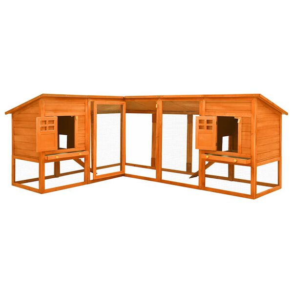 vidaXL Clapier d'ext&eacute;rieur avec piste Marron Bois de sapin solide