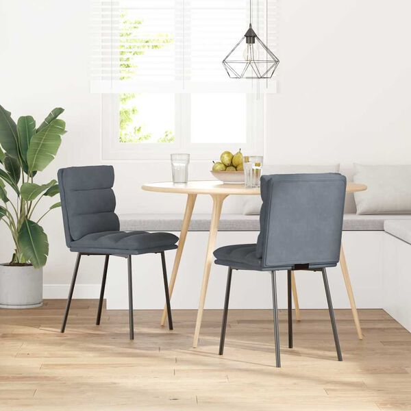 vidaXL Chaises &agrave; manger lot de 2 Gris fonc&eacute; Velours