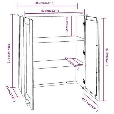 vidaXL Dessus de buffet HAMAR Gris foncé 85x35x100 cm Bois de pin