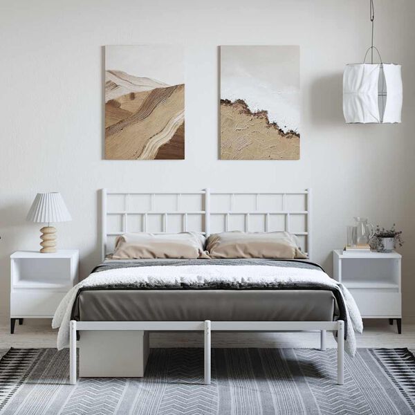 vidaXL Cadre de lit m&eacute;tal sans matelas et t&ecirc;te de lit blanc 150x200 cm