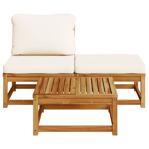 vidaXL Salon de jardin 3 pcs avec coussins bois massif d'acacia