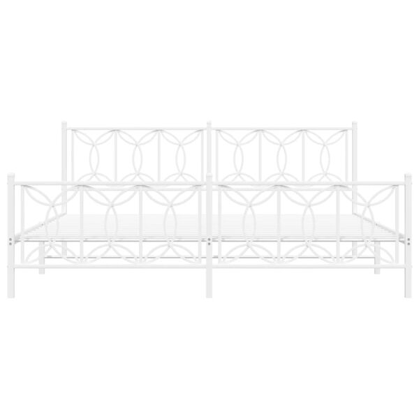 vidaXL Cadre de lit métal sans matelas et pied de lit blanc 193x203 cm