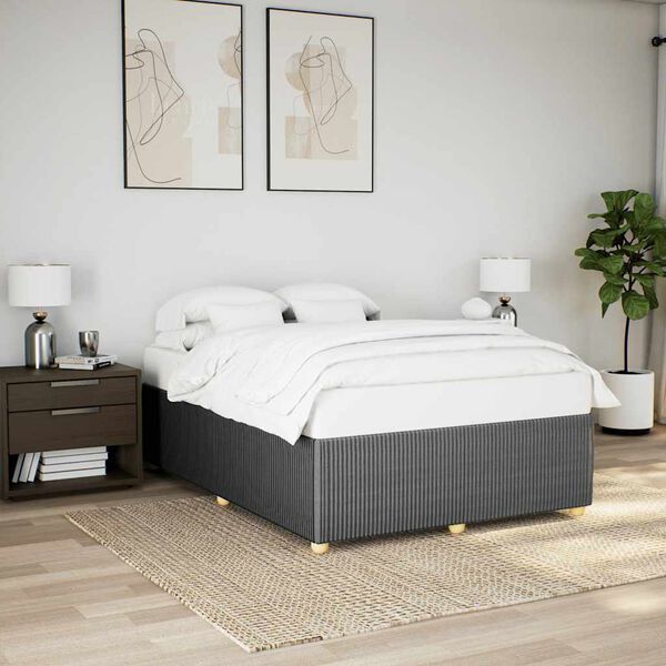 vidaXL Cadre de lit sans matelas gris foncé tissu