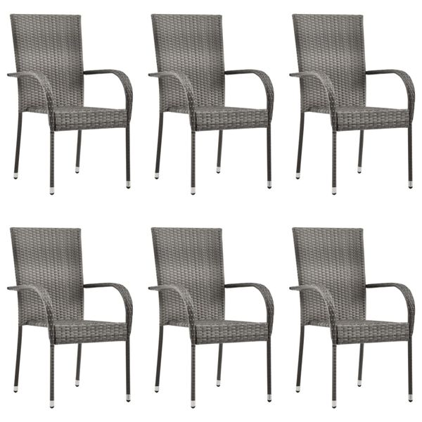 vidaXL Ensemble à manger de jardin 7 pcs Résine tressée Gris