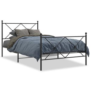 vidaXL Cadre de lit métal sans matelas et pied de lit noir 100x200 cm