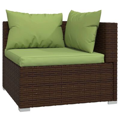 vidaXL Salon de jardin 8 pcs avec coussins Résine tressée Marron