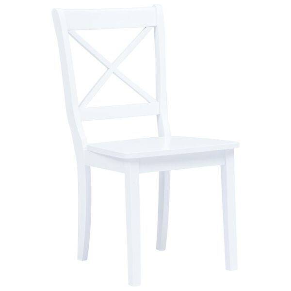 vidaXL Chaises &agrave; manger lot de 4 blanc bois d'h&eacute;v&eacute;a massif