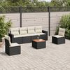 vidaXL Salon de jardin 7 pcs avec coussins noir r&eacute;sine tress&eacute;e