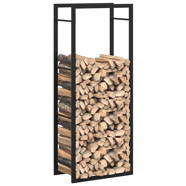 vidaXL Portant de bois de chauffage Noir mat 50x28x132 cm Acier
