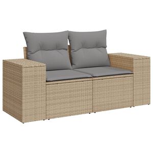 vidaXL Canap&eacute; de jardin avec coussins 2 places beige r&eacute;sine tress&eacute;e