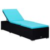 vidaXL Chaise longue avec coussin et table &agrave; th&eacute; R&eacute;sine tress&eacute;e Bleu
