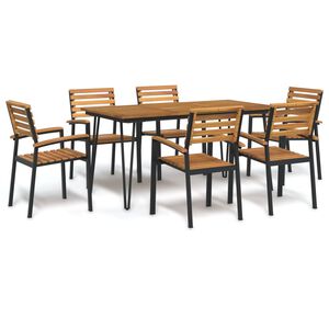 vidaXL Ensemble à manger de jardin 7 pcs bois d'acacia solide et métal