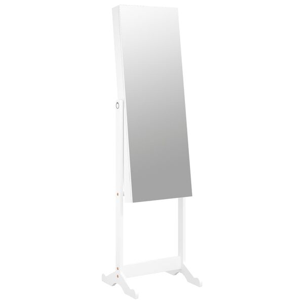 vidaXL Armoire &agrave; bijoux avec miroir sur pied blanc 42x38x152 cm