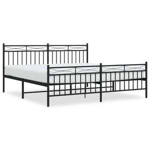 vidaXL Cadre de lit métal sans matelas avec pied de lit noir 183x213cm