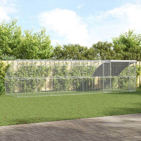 vidaXL Cage &agrave; poules 4 pcs Argent&eacute; 800 x 200 x 200 cm Acier et PE