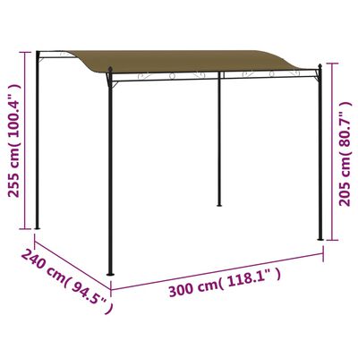 vidaXL Auvent de parasol 3x2,4 m Taupe 180 g/m²