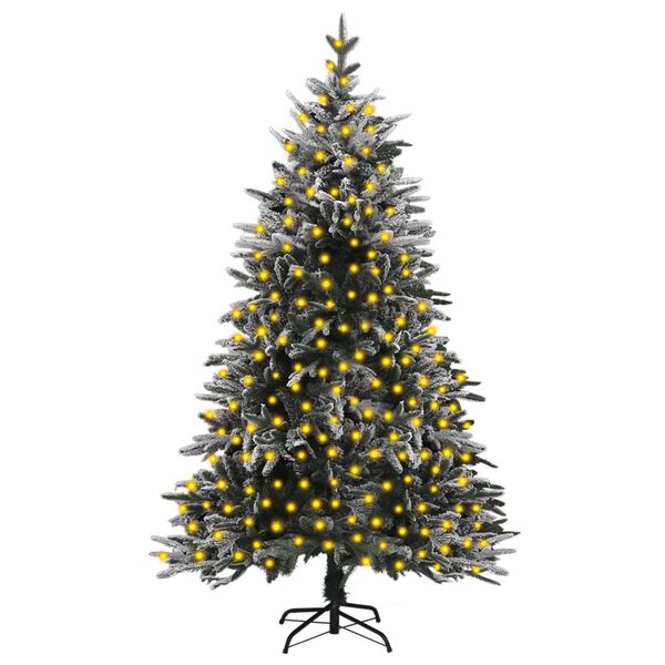 vidaXL Arbre de No&euml;l artificiel pr&eacute;-&eacute;clair&eacute;/flocons de neige PVC PE