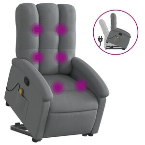 vidaXL Fauteuil inclinable de massage gris fonc&eacute; tissu