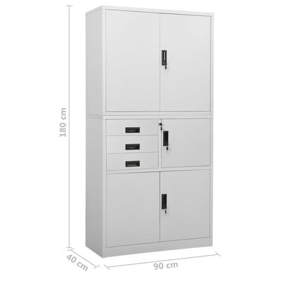 vidaXL Armoire de bureau Gris clair 90x40x180 cm Acier