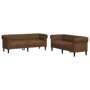 vidaXL Ensemble de canapés 2 pcs marron tissu