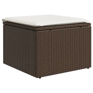 vidaXL Tabouret de jardin avec coussin brun 55x55x37 cm r&eacute;sine tress&eacute;e