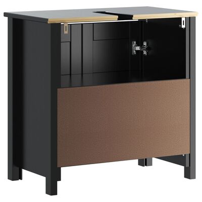 vidaXL Meuble de salle de bain BERG noir 60x34x59 cm bois pin massif