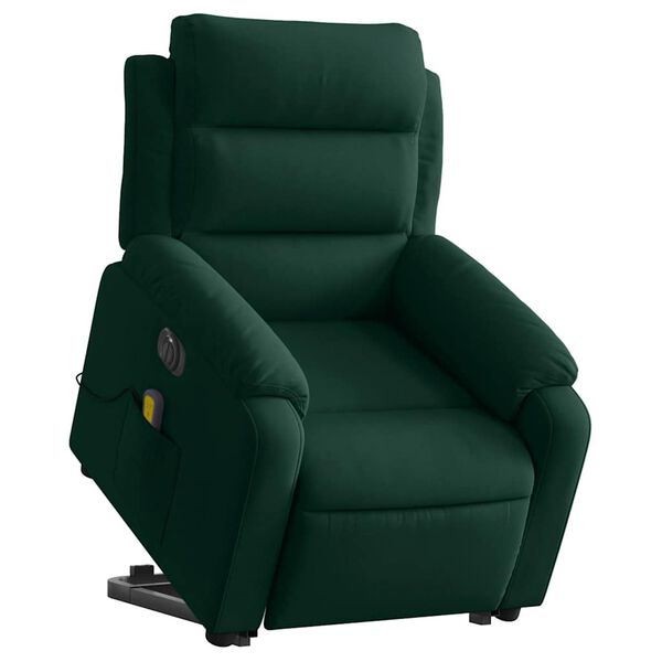 vidaXL Fauteuil inclinable de massage électrique vert foncé velours