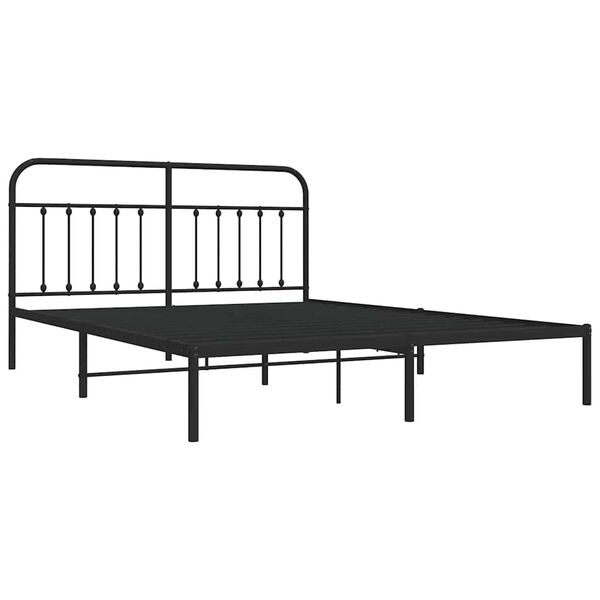 vidaXL Cadre de lit métal sans matelas avec tête de lit noir 183x213cm